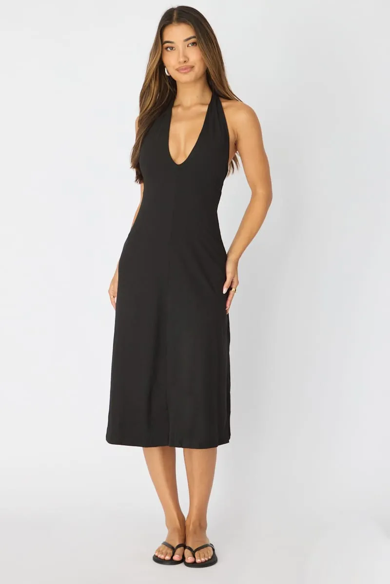 Black Midi Dress Deep V-neck sold by Ally Fashion product image thumbnail 2