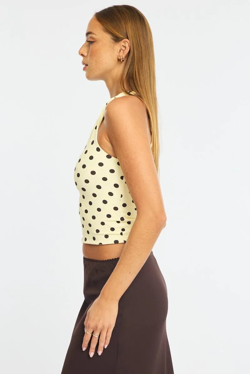 Yellow Polka Dot One Shoulder Top sold by Ally Fashion product image thumbnail 5