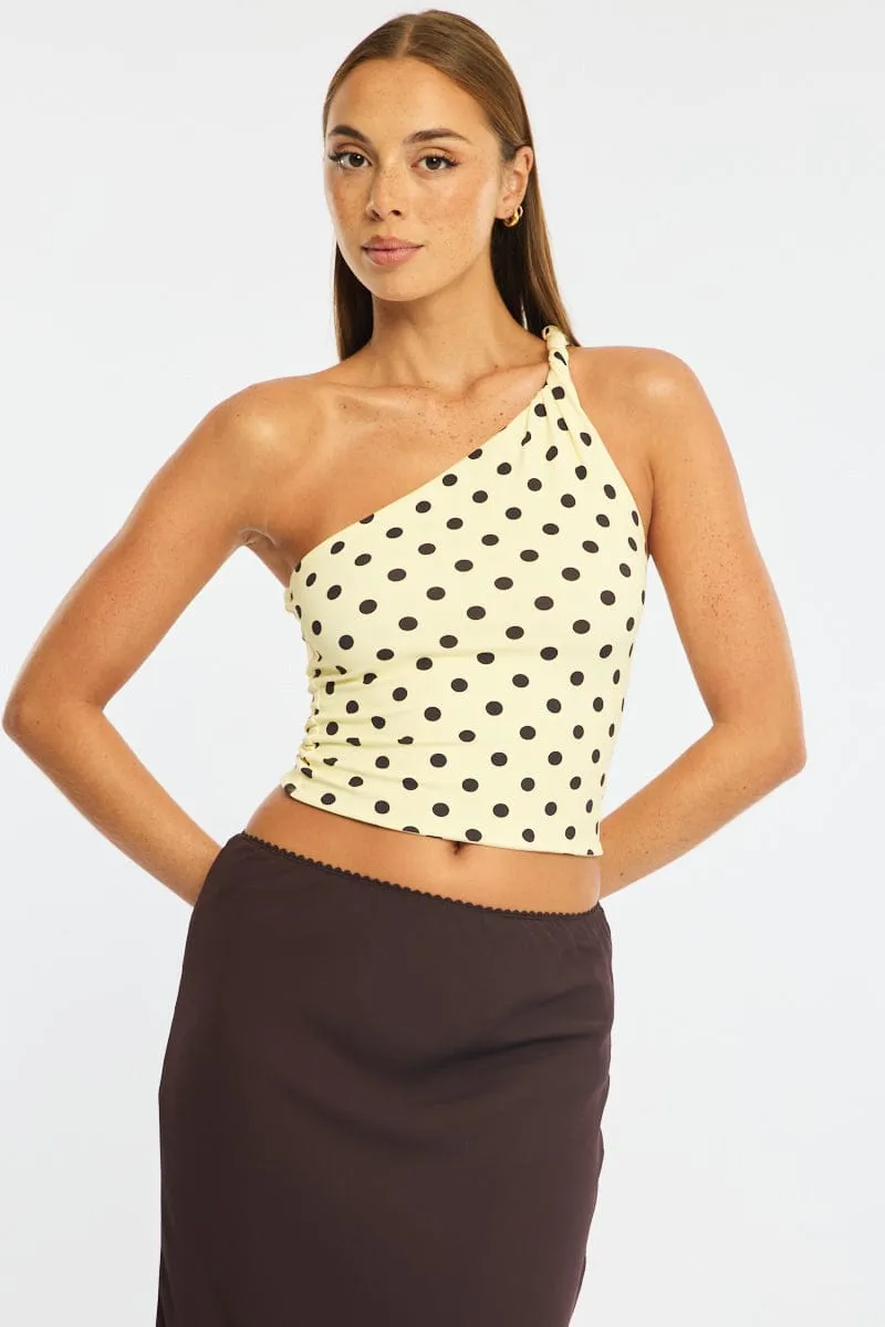 Yellow Polka Dot One Shoulder Top sold by Ally Fashion product image thumbnail 2