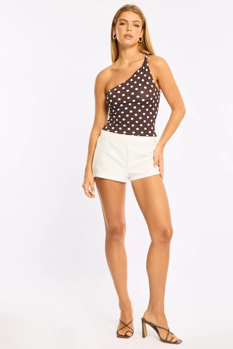 Brown Polka Dot One Shoulder Top sold by Ally Fashion product image thumbnail 2
