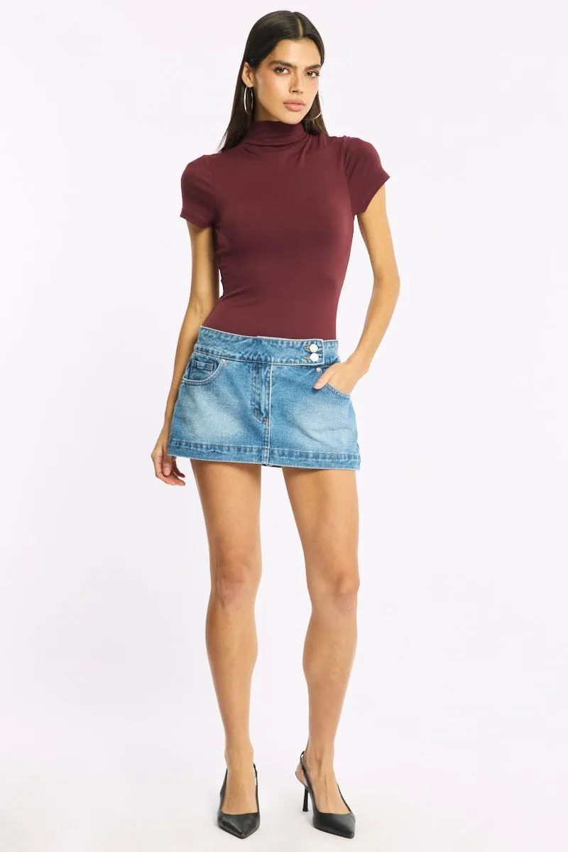 Red Short Sleeve High Neck Bodysuit sold by Ally Fashion product image thumbnail 2