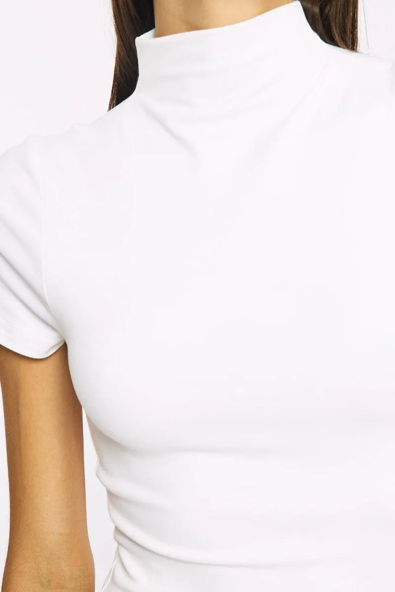 White Short Sleeve High Neck Bodysuit sold by Ally Fashion product image thumbnail 5