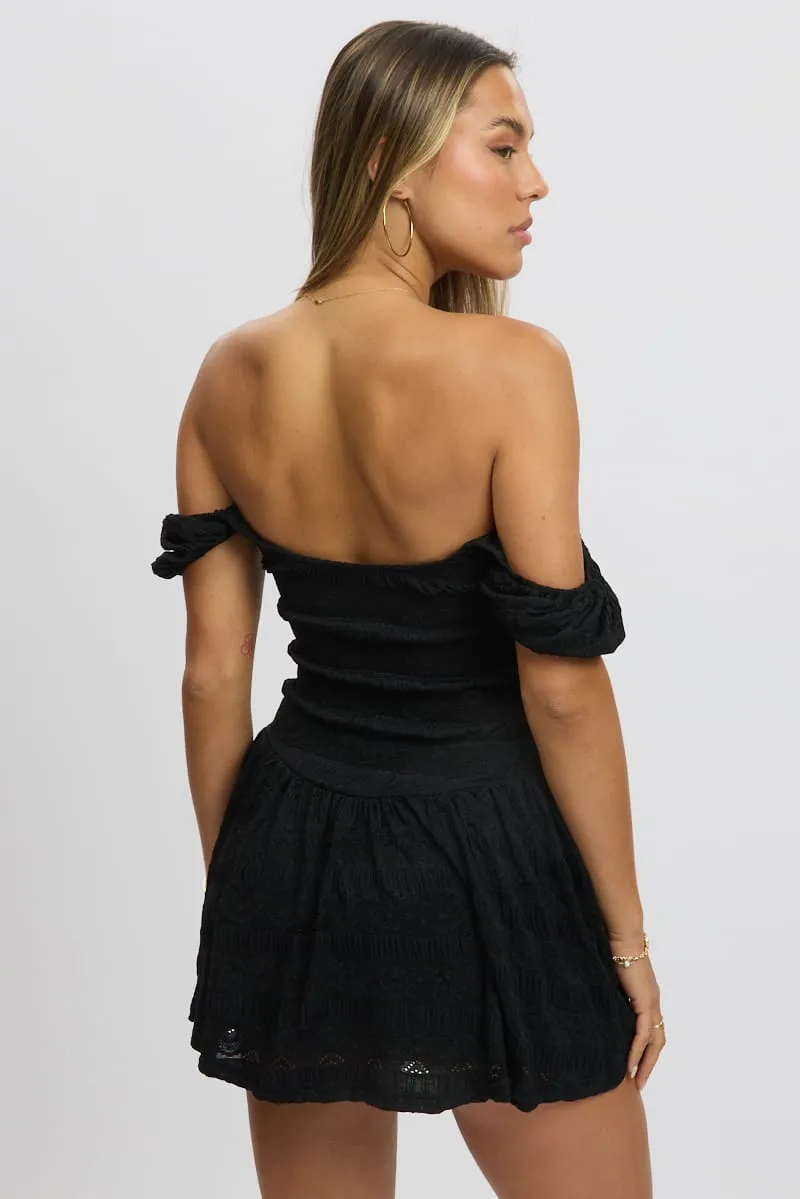 Black Fit And Flare Dress Drop Waist Mini sold by Ally Fashion product image thumbnail 4