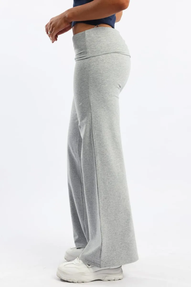 Grey Wide Leg Pants Folded Waist Jersey sold by Ally Fashion product image thumbnail 3