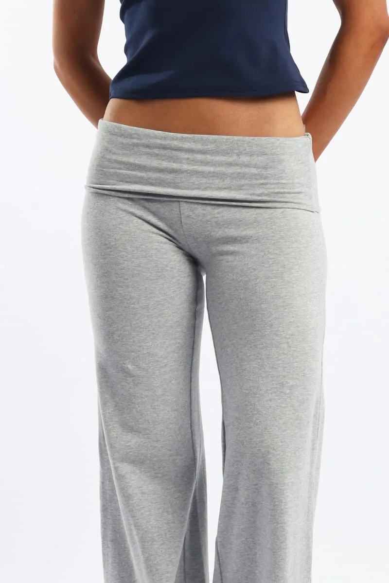 Grey Wide Leg Pants Folded Waist Jersey sold by Ally Fashion product image thumbnail 5