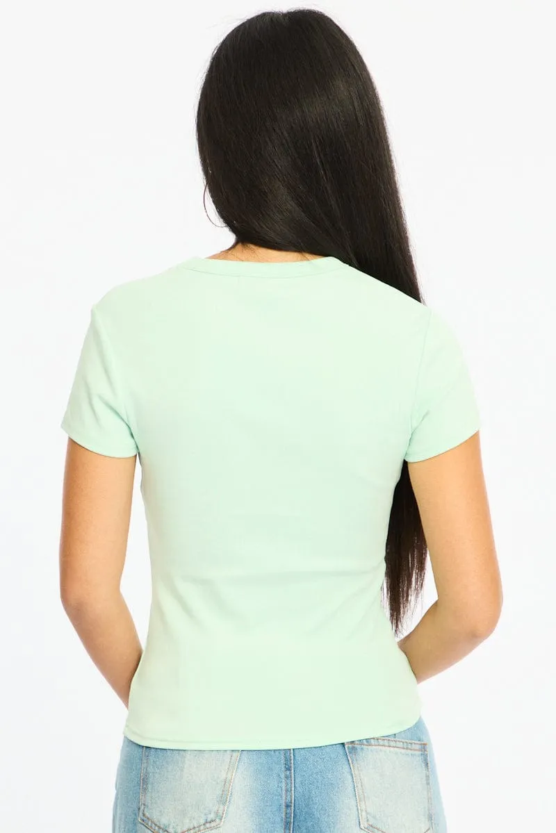 Green T-shirt Short Sleeve Crew Neck sold by Ally Fashion product image thumbnail 4