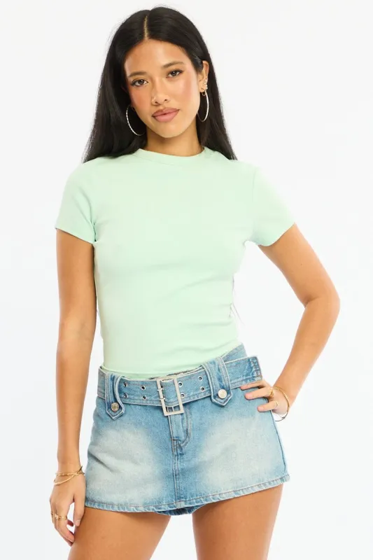 Green T-shirt Short Sleeve Crew Neck made by Ally Fashion