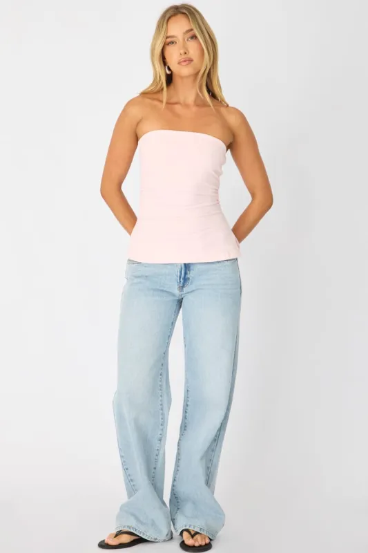 Pink Bandeau Top Side Split made by Ally Fashion