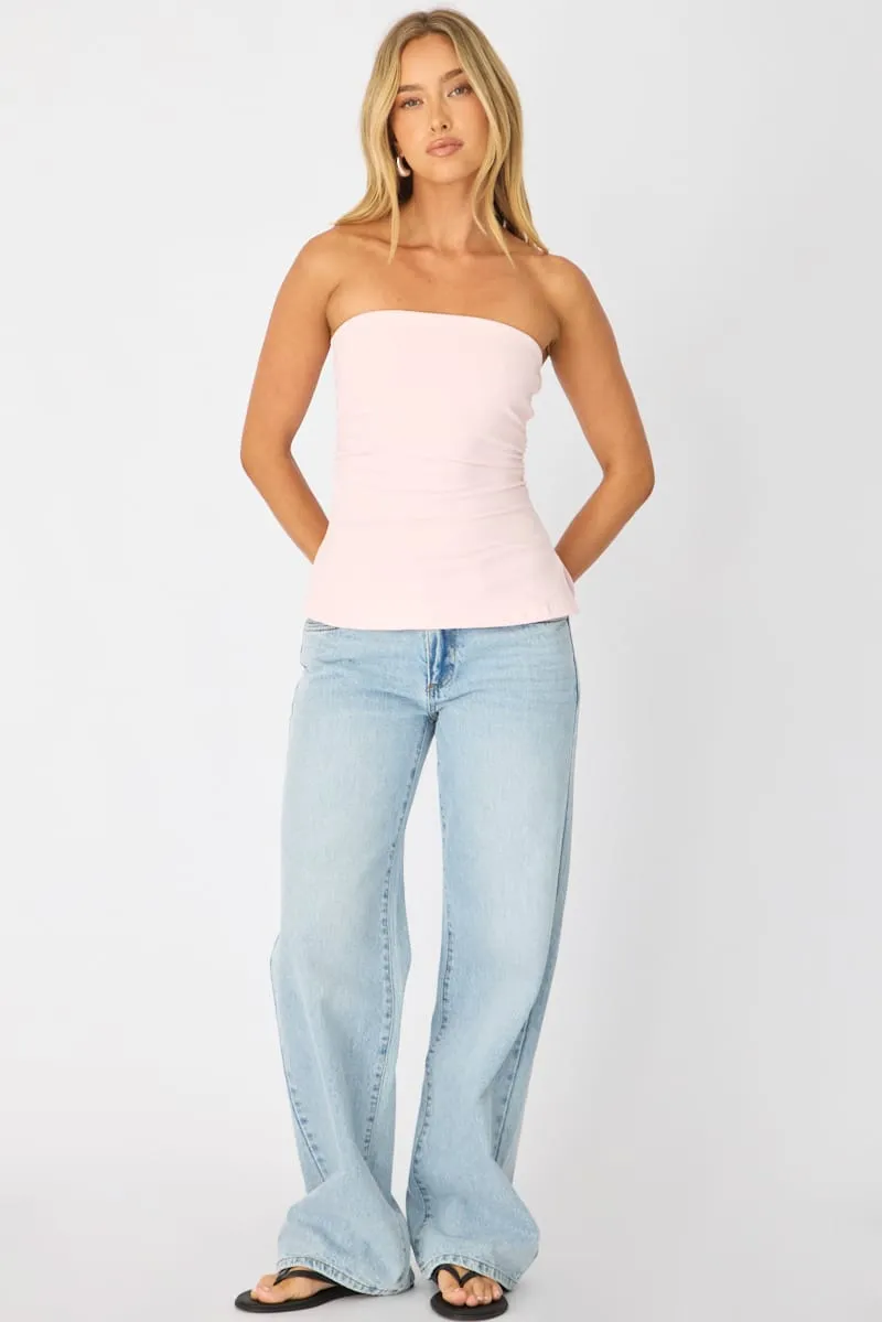 Pink Bandeau Top Side Split sold by Ally Fashion