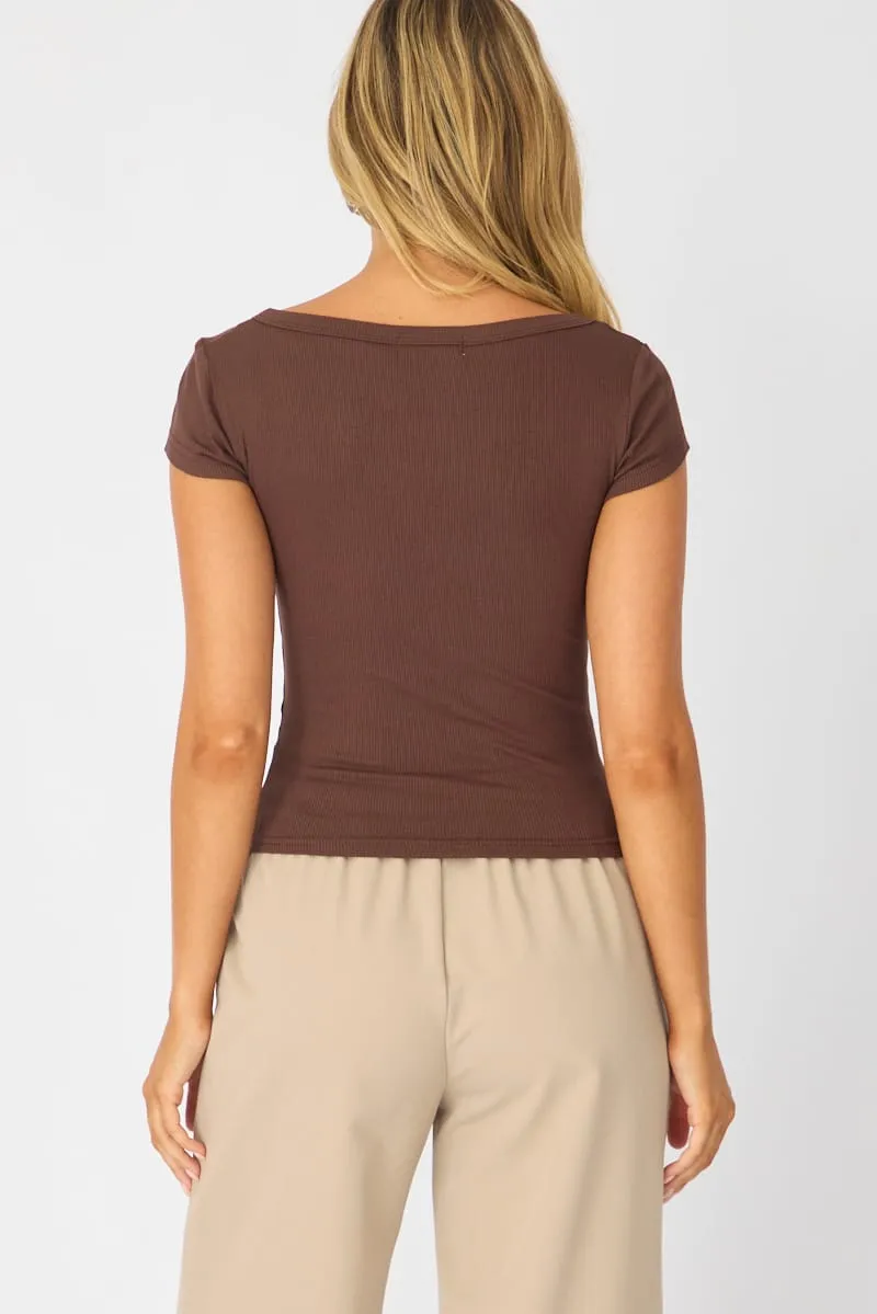 Brown V-neck Long Sleeve Top sold by Ally Fashion product image thumbnail 5