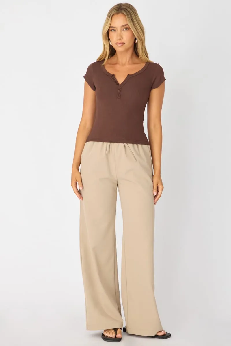Brown V-neck Long Sleeve Top sold by Ally Fashion product image thumbnail 2