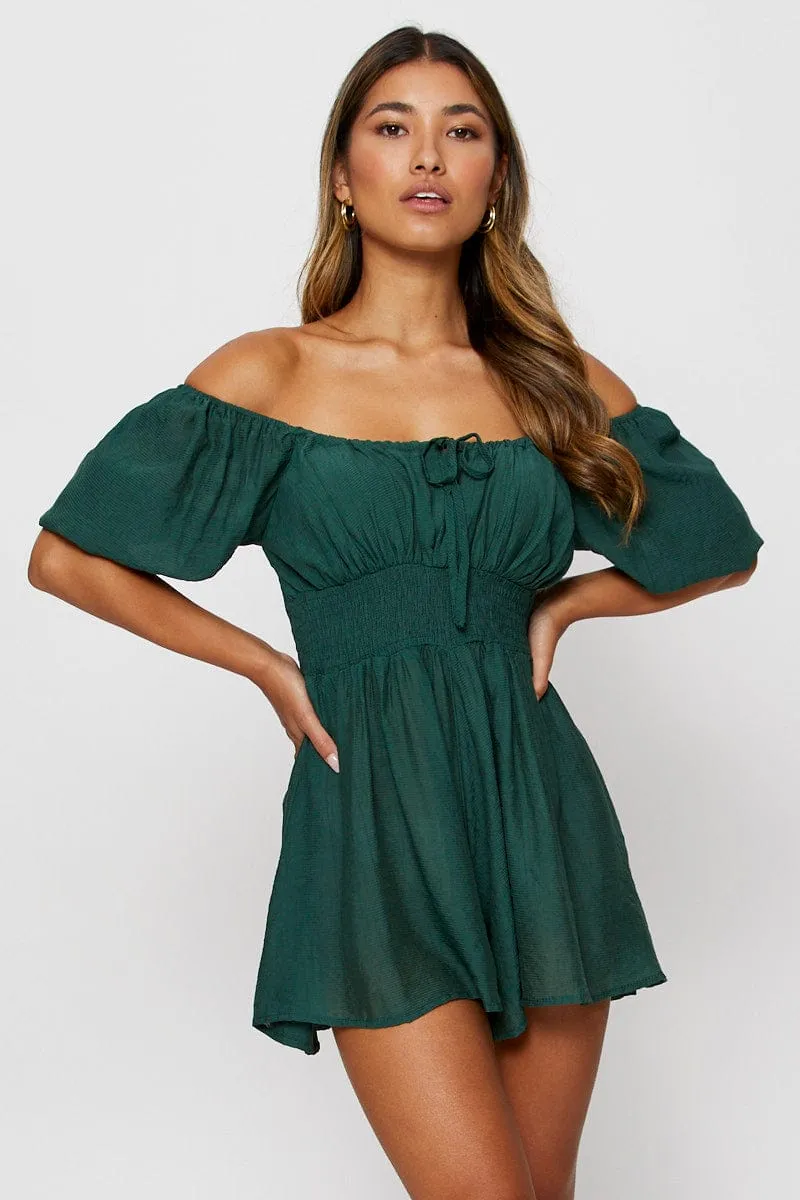 Green Playsuit Off Shoulder Mini sold by Ally Fashion product image thumbnail 3
