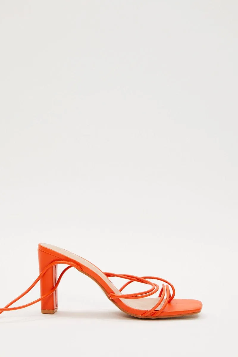 Orange Stacey Stappy Tie Up High Heel Sandal sold by Ally Fashion product image thumbnail 4