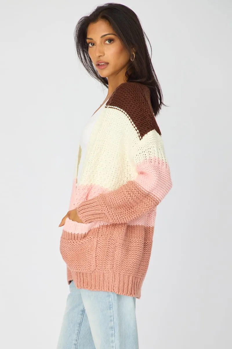 Multi Stripe Oversized Cardigan Stripe Knit sold by Ally Fashion