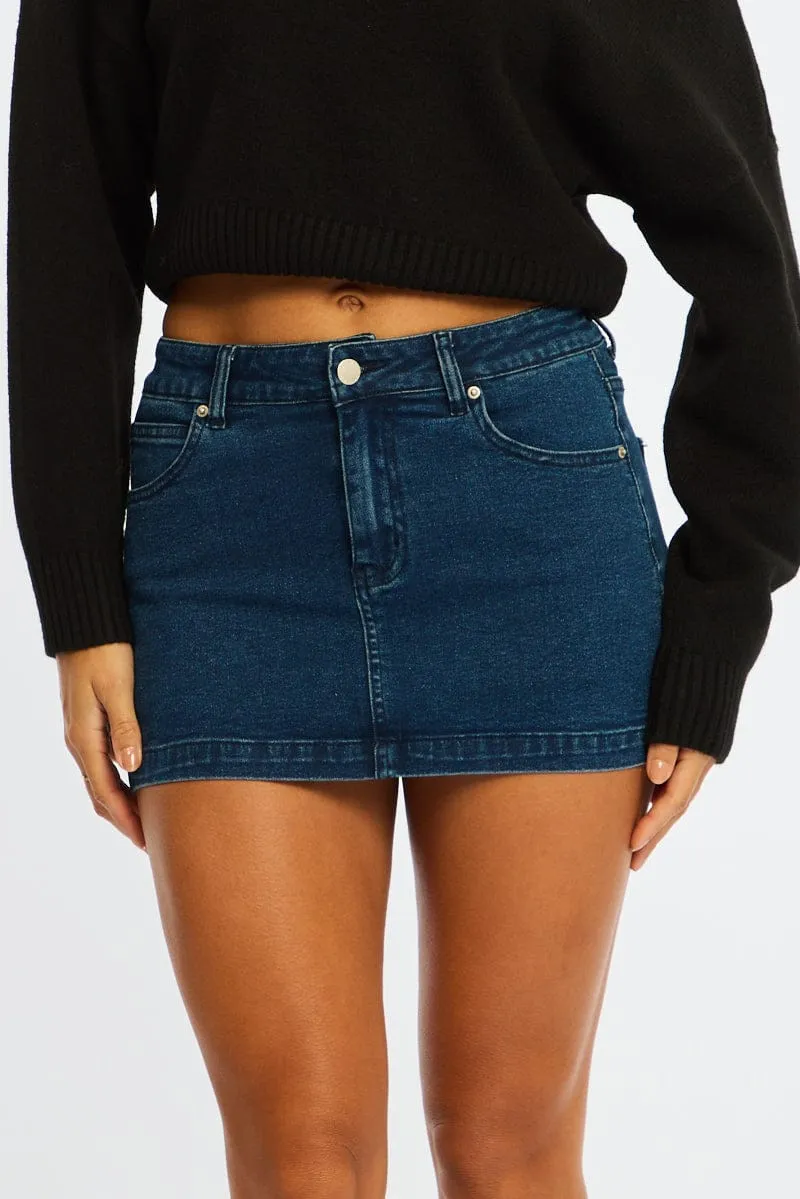 Denim Mid Rise Mini Skort Skirt sold by Ally Fashion product image thumbnail 2
