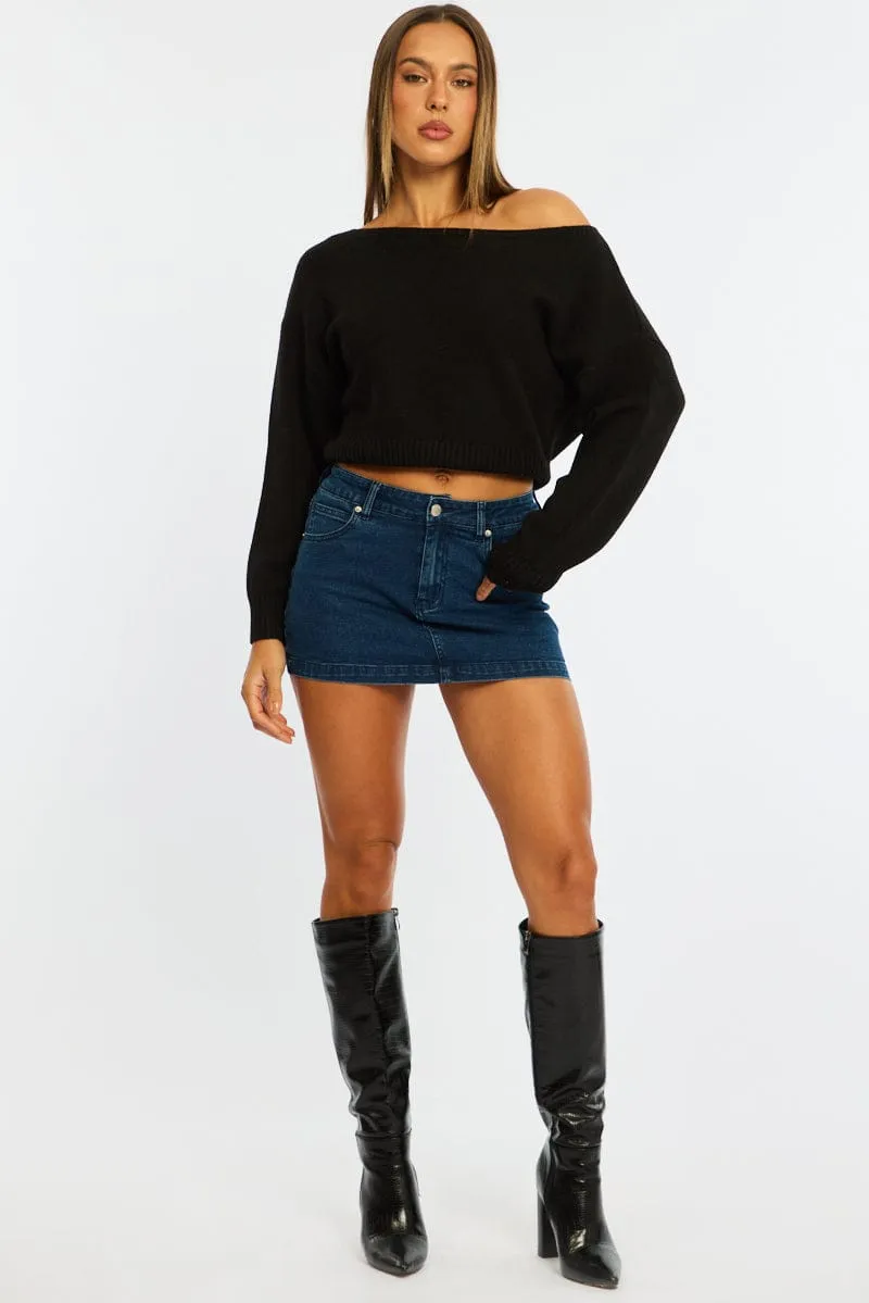 Denim Mid Rise Mini Skort Skirt sold by Ally Fashion product image thumbnail 3