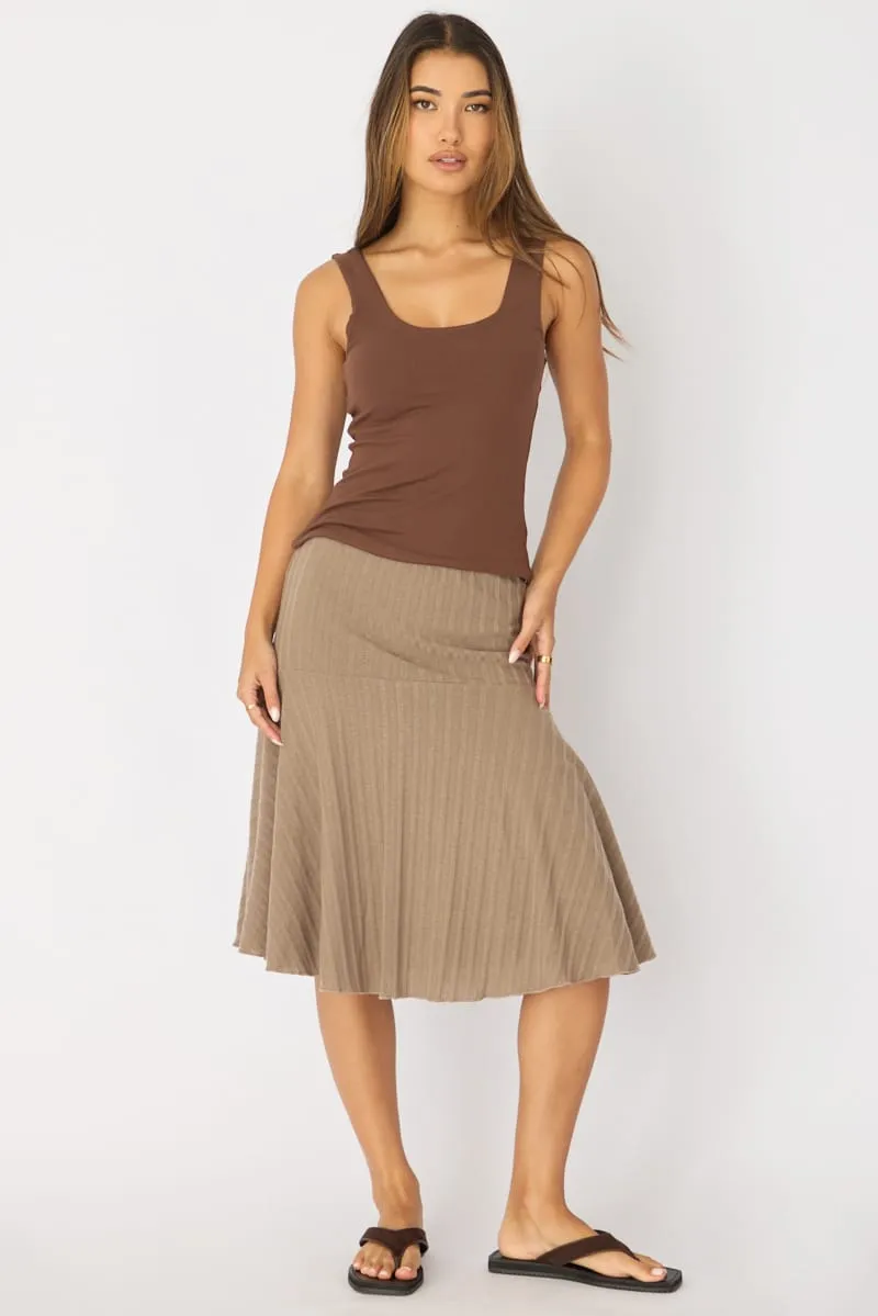 Brown Sleeveless Scoop Neck Tank Top sold by Ally Fashion product image thumbnail 2