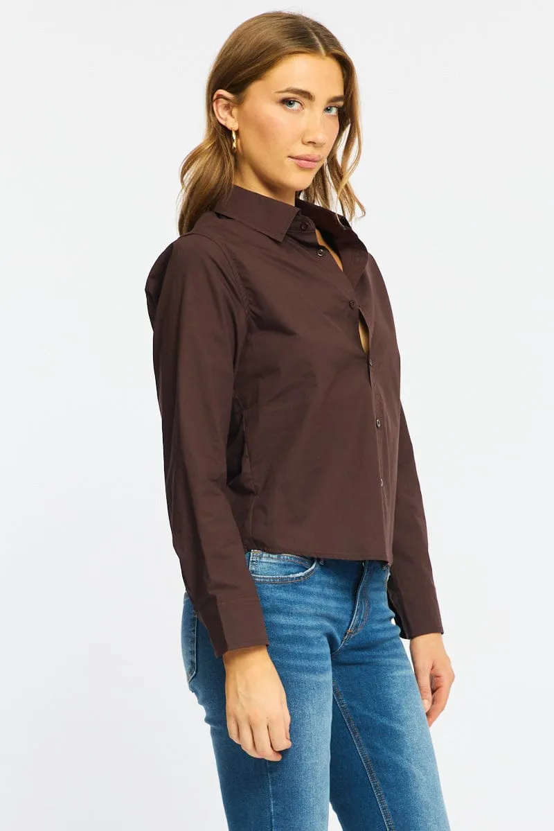 Brown Smart Fit Shirt Long Sleeves Collared sold by Ally Fashion product image thumbnail 4