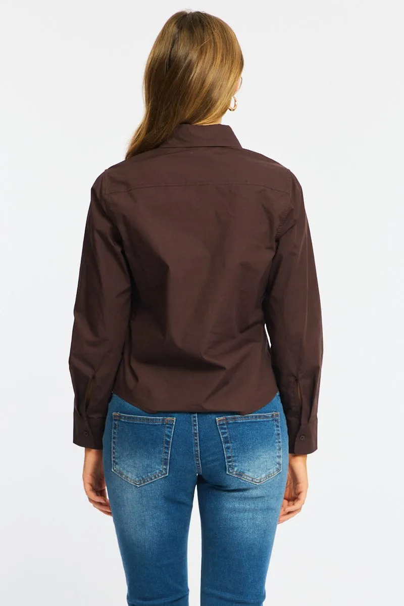 Brown Smart Fit Shirt Long Sleeves Collared sold by Ally Fashion product image thumbnail 5