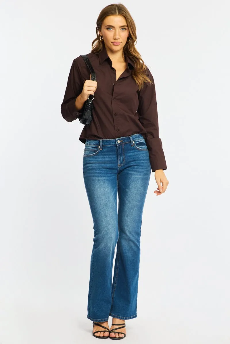 Brown Smart Fit Shirt Long Sleeves Collared sold by Ally Fashion product image thumbnail 2
