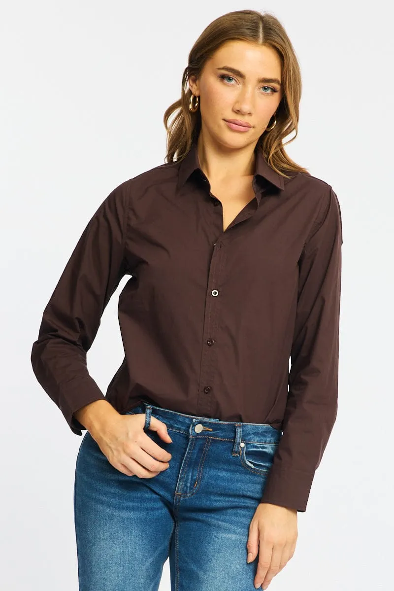 Brown Smart Fit Shirt Long Sleeves Collared sold by Ally Fashion product image thumbnail 3