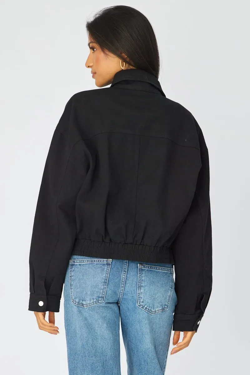 Black Bomber Jacket Twill sold by Ally Fashion product image thumbnail 5