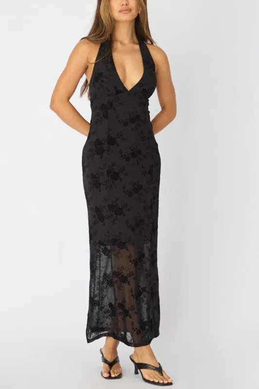 Black Bodycon Dress Halter Neck made by Ally Fashion