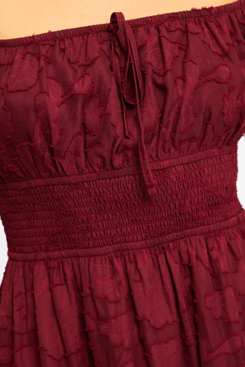 Red Fit And Flare Dress Puff Sleeve sold by Ally Fashion product image thumbnail 5