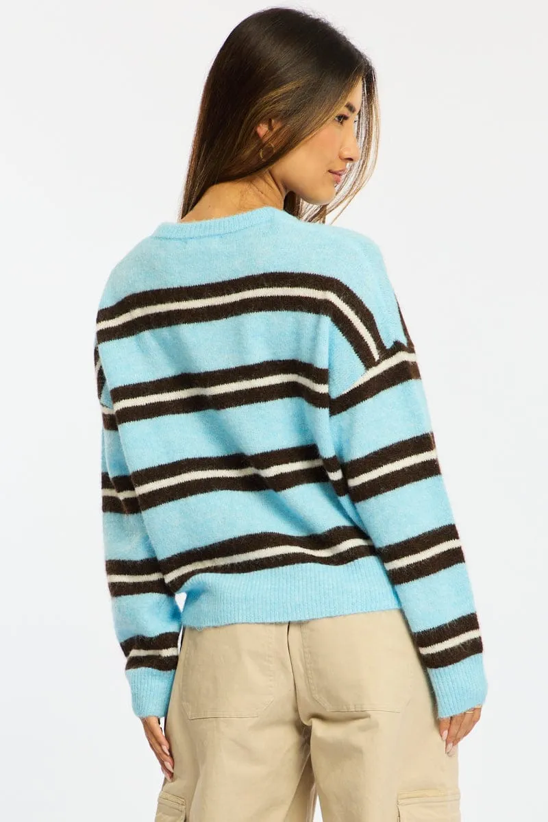 Blue Stripe Stripe Knit Jumper Light Weight sold by Ally Fashion product image thumbnail 5