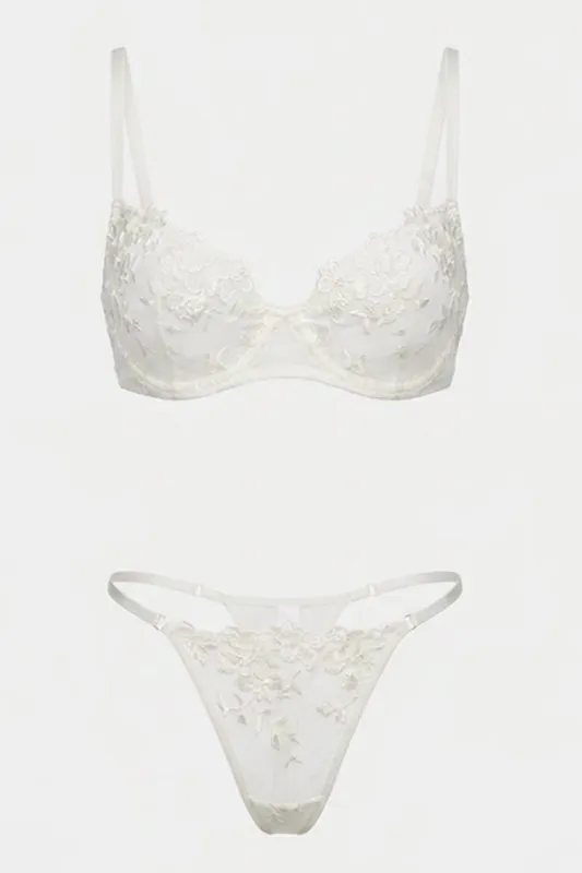 White Embroidery Lingerie Set made by Ally Fashion