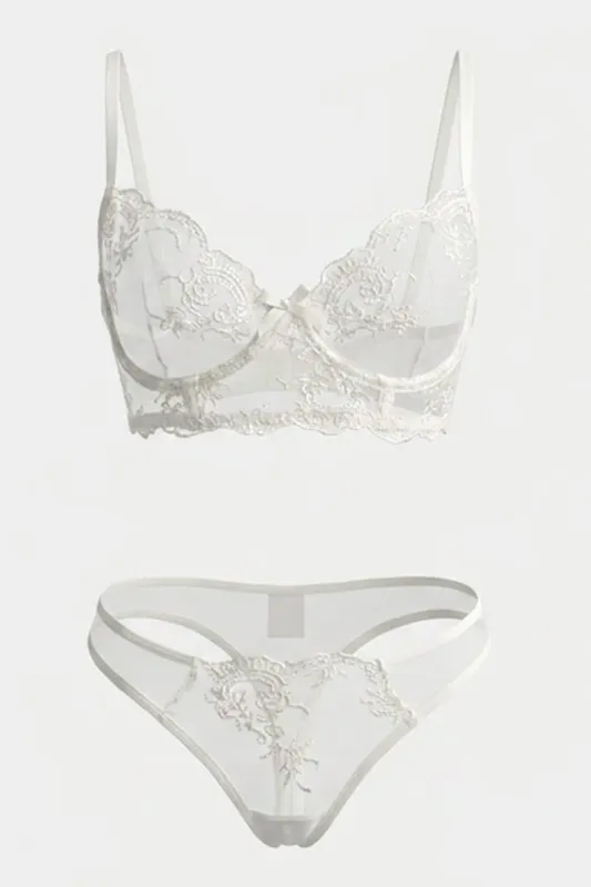 White Embroidery Lingerie Set made by Ally Fashion