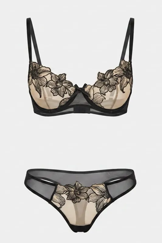 Black Embroidery Lingerie Set made by Ally Fashion