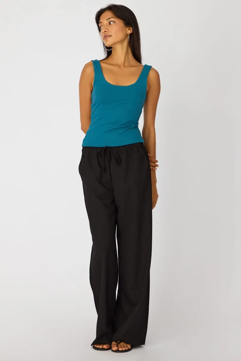Blue Sleeveless Scoop Neck Tank Top sold by Ally Fashion product image thumbnail 2