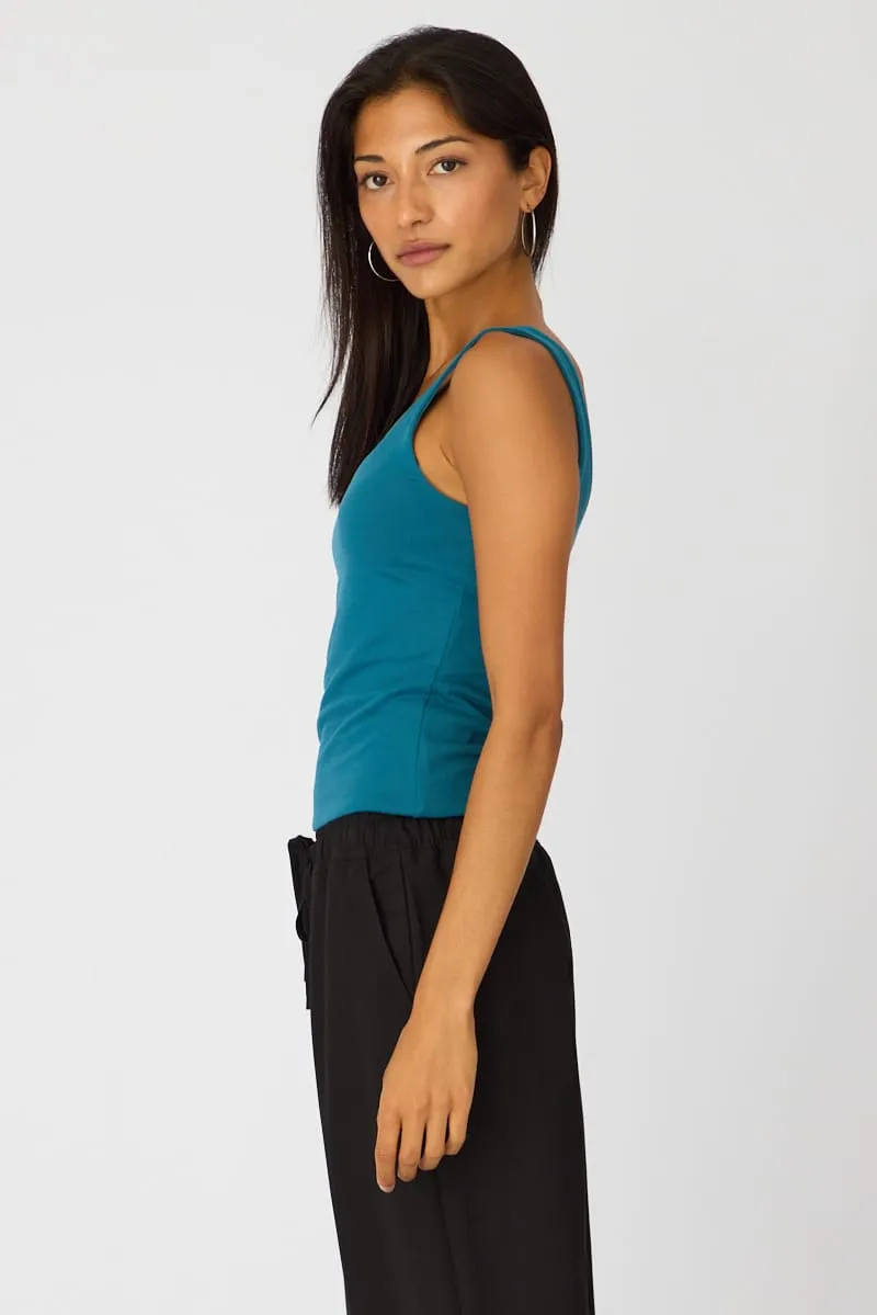 Blue Sleeveless Scoop Neck Tank Top sold by Ally Fashion product image thumbnail 4