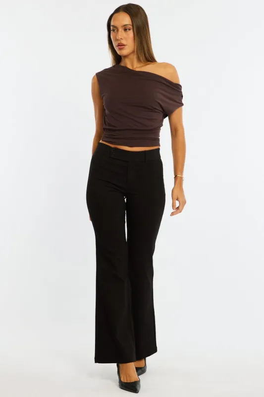 Black Work Wear Pants Mid Rise made by Ally Fashion