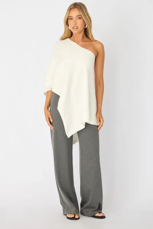 White Knit Poncho Top Light Weight made by Ally Fashion