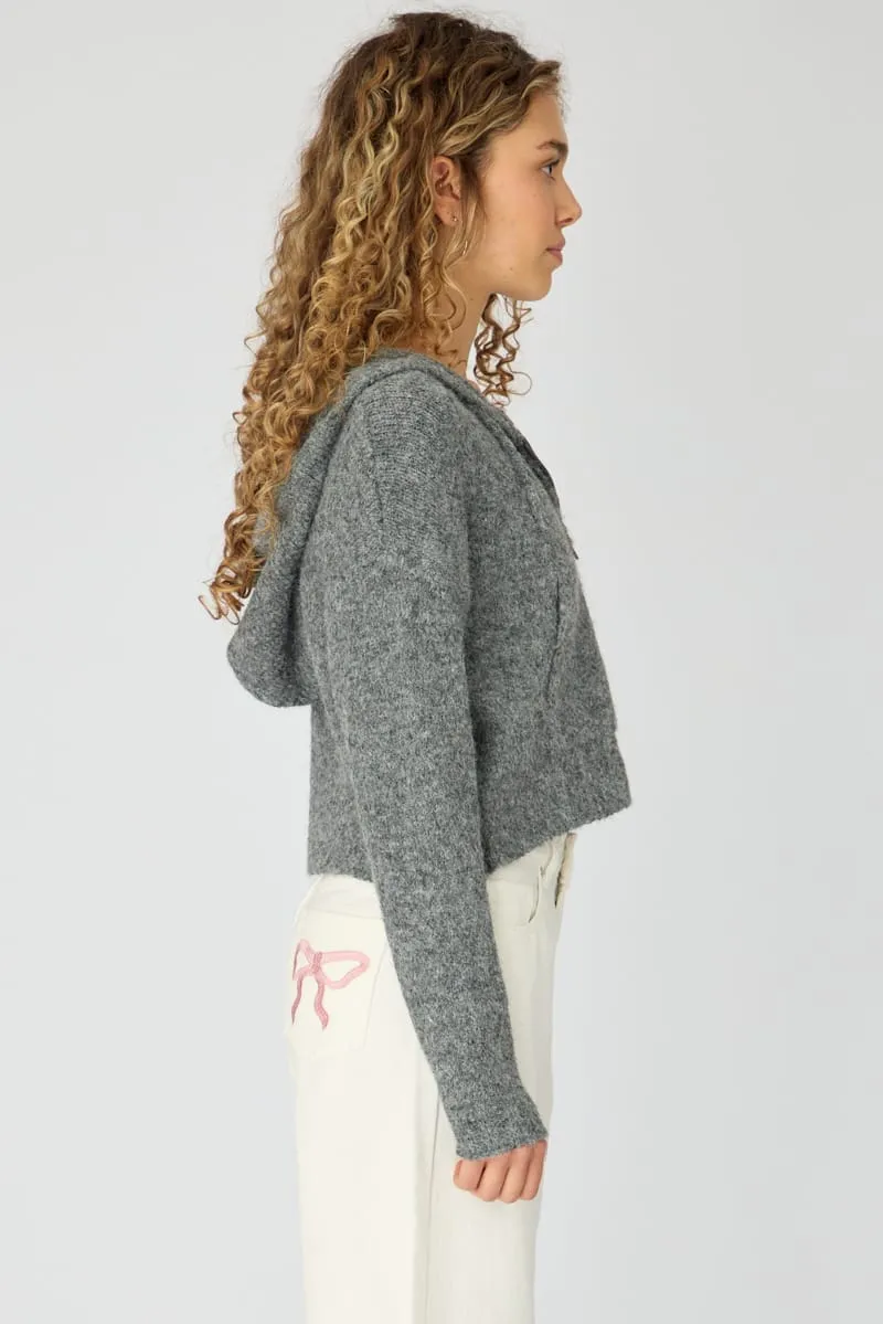 Grey Knit Hoodie With Zip sold by Ally Fashion product image thumbnail 4