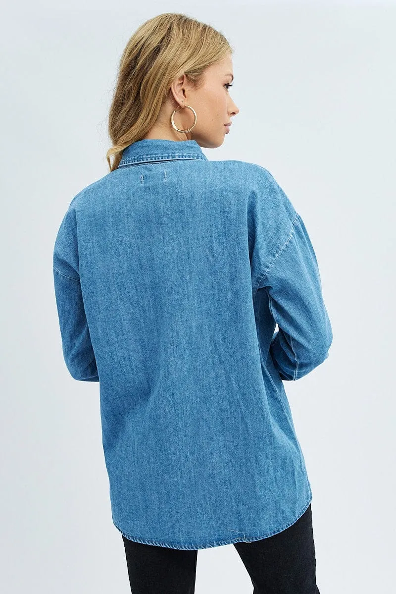 Blue Demin Shacket Long Sleeve sold by Ally Fashion product image thumbnail 5