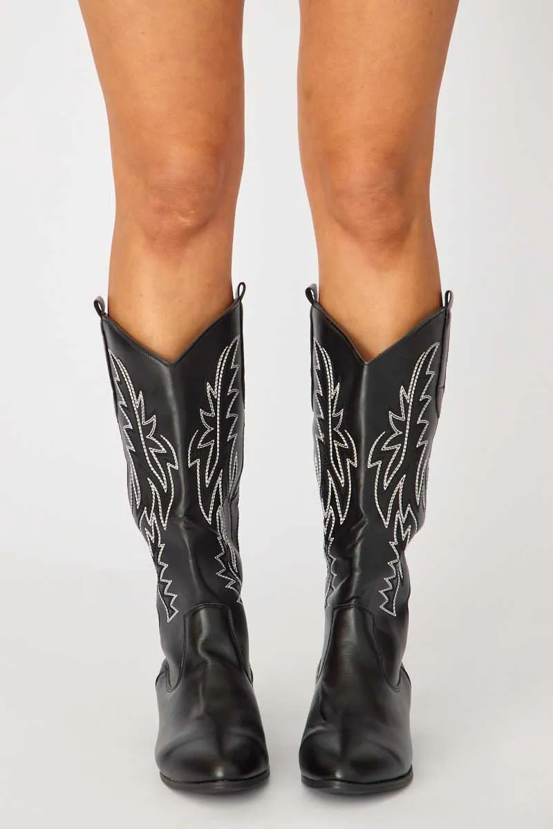 Black Embroidered Western Cowboy Boots sold by Ally Fashion product image thumbnail 3