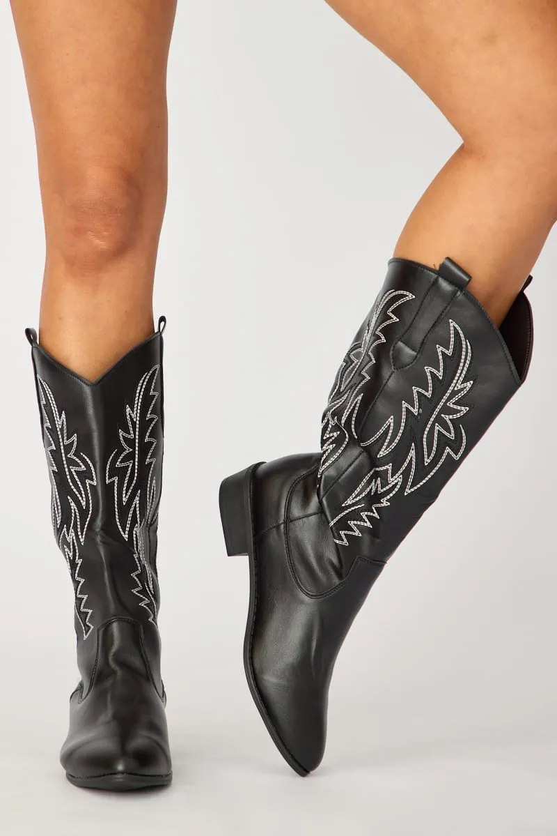 Black Embroidered Western Cowboy Boots sold by Ally Fashion product image thumbnail 2