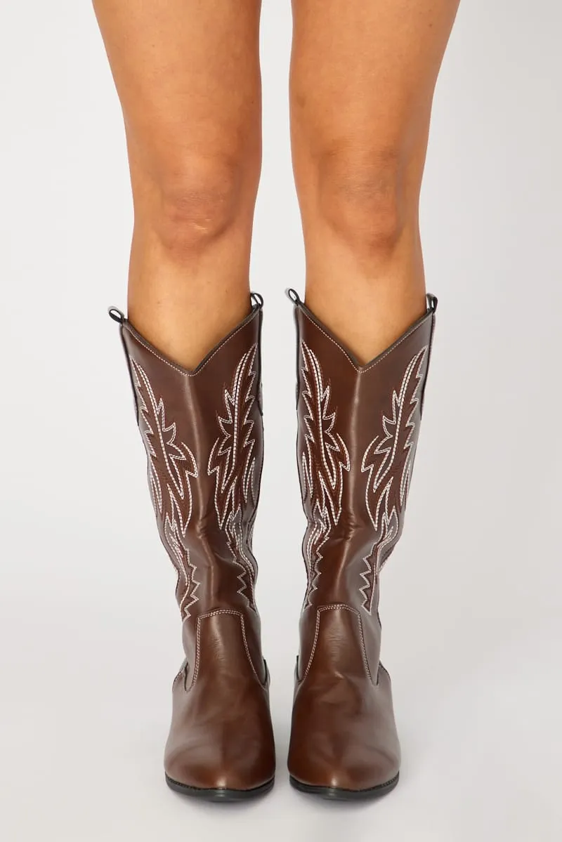 Brown Embroidered Western Cowboy Boots sold by Ally Fashion product image thumbnail 3