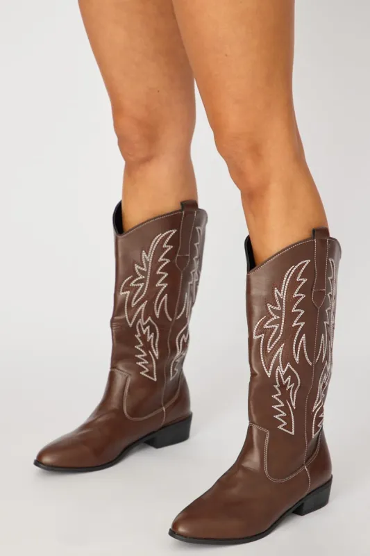 Brown Embroidered Western Cowboy Boots made by Ally Fashion