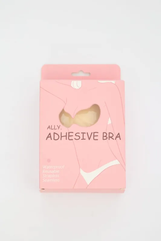 Beige Invisible Adhesive Bra Push-up Strapless made by Ally Fashion
