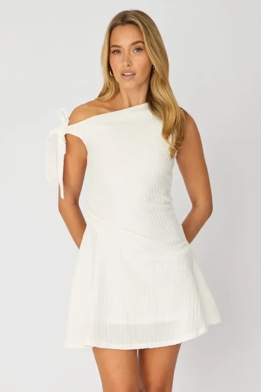 White Off Shoulder Dress Mini made by Ally Fashion
