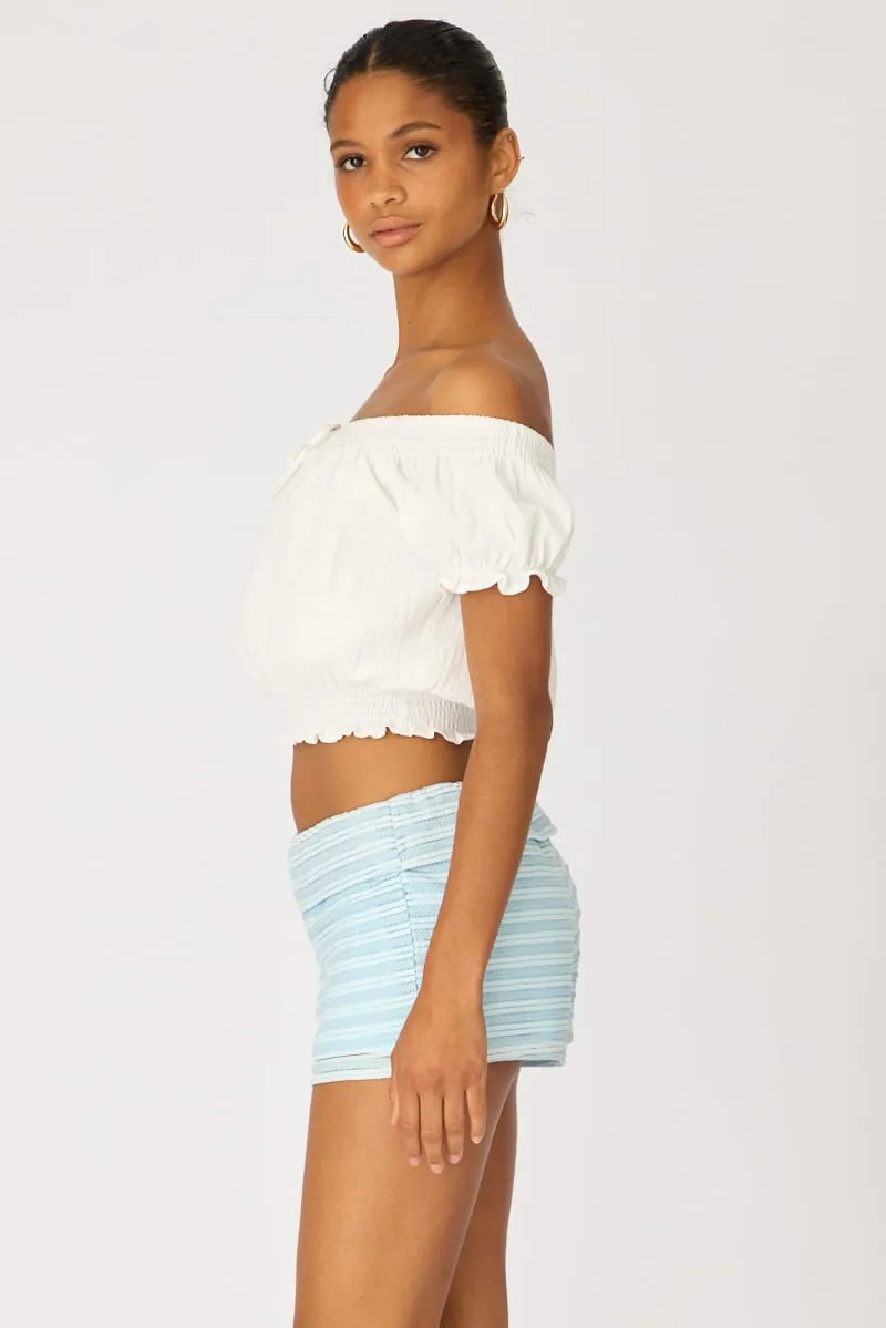 Blue Stripe Textured Knit Shorts sold by Ally Fashion product image thumbnail 4