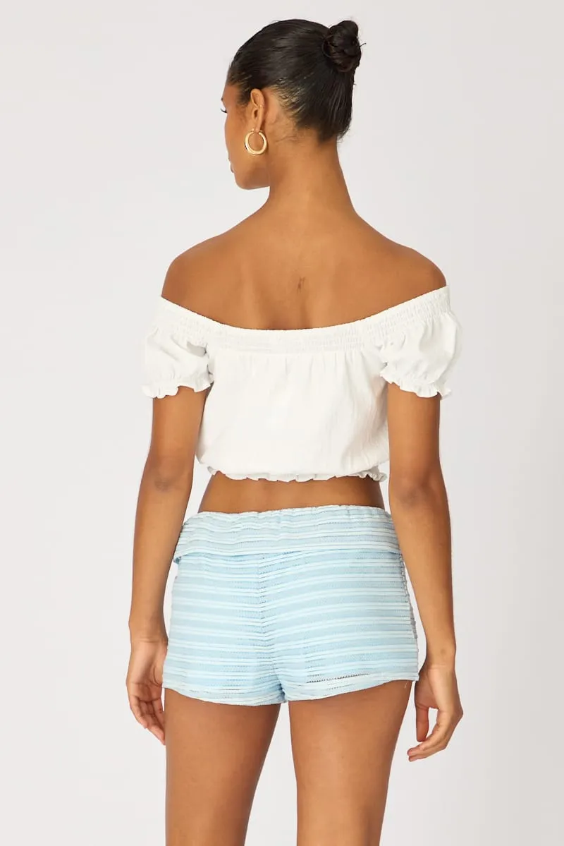 Blue Stripe Textured Knit Shorts sold by Ally Fashion product image thumbnail 5