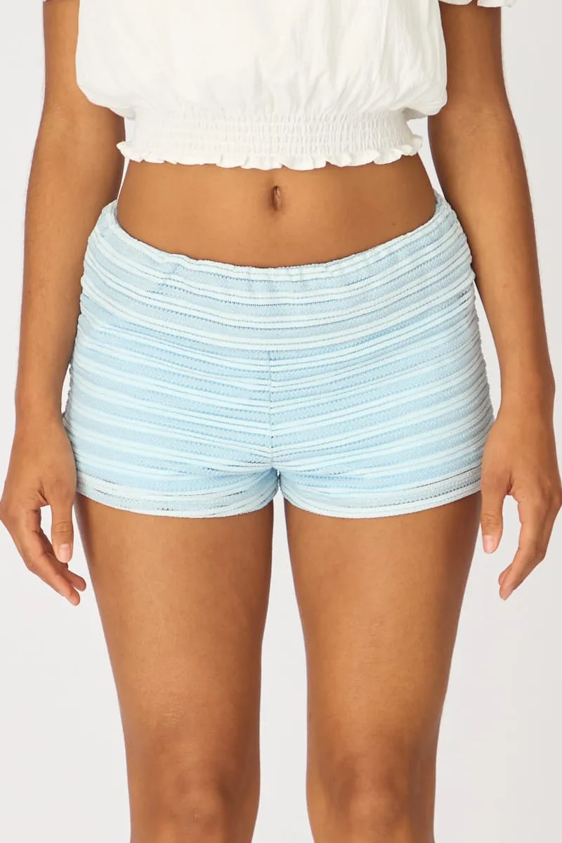 Blue Stripe Textured Knit Shorts sold by Ally Fashion product image thumbnail 2