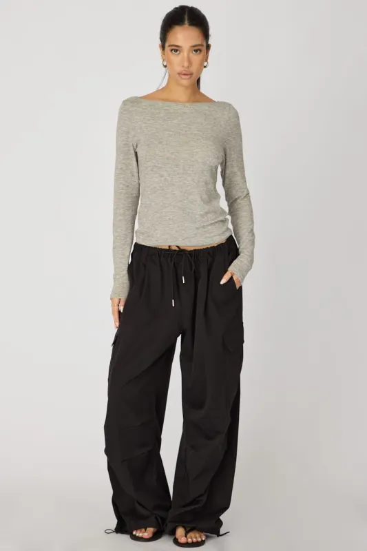 Black Cargo Pants Elasticated Waist made by Ally Fashion