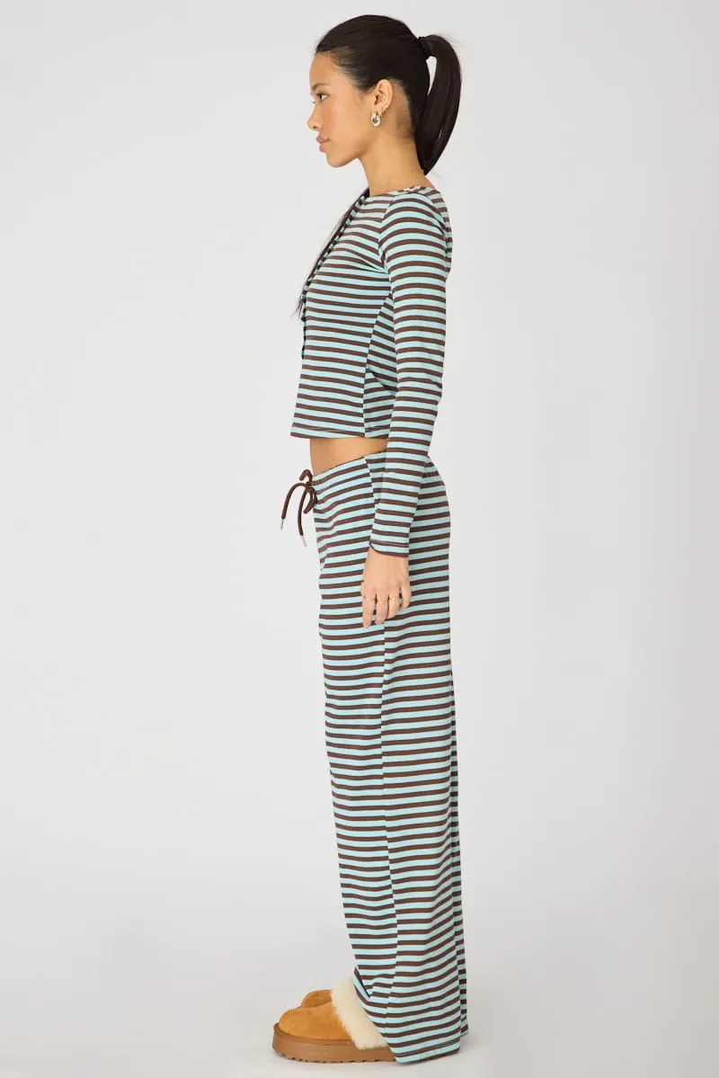 Blue Stripe Relaxed Lounge Pants sold by Ally Fashion product image thumbnail 4