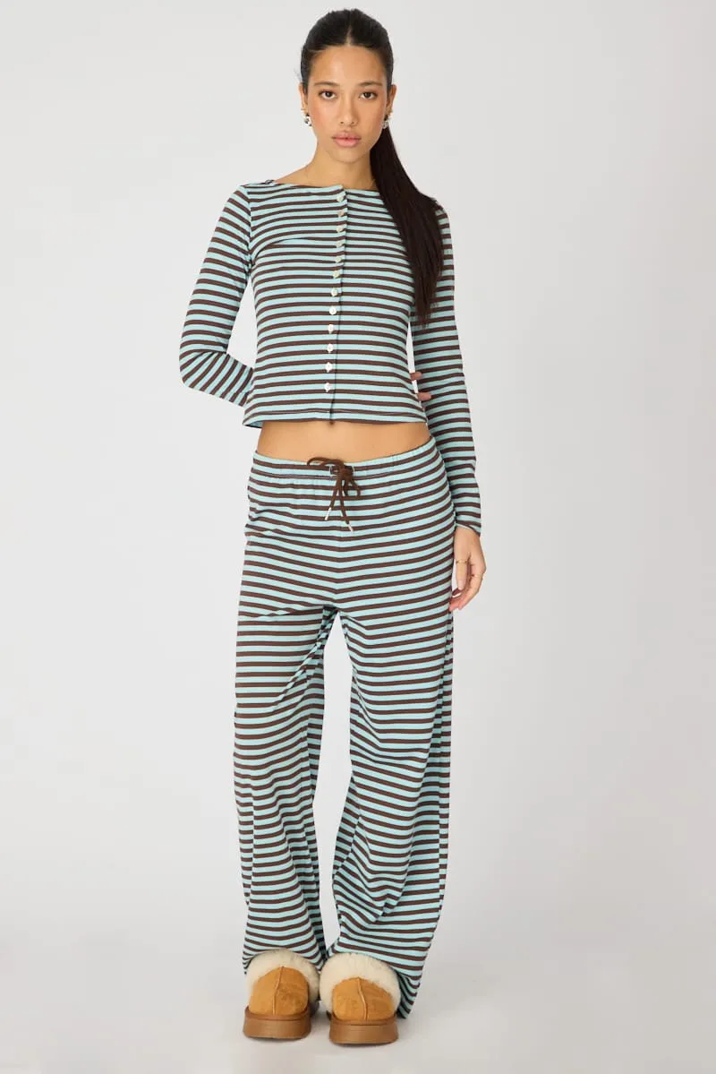 Blue Stripe Relaxed Lounge Pants sold by Ally Fashion